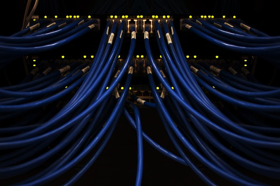 Network rack and patch panel cabling installation